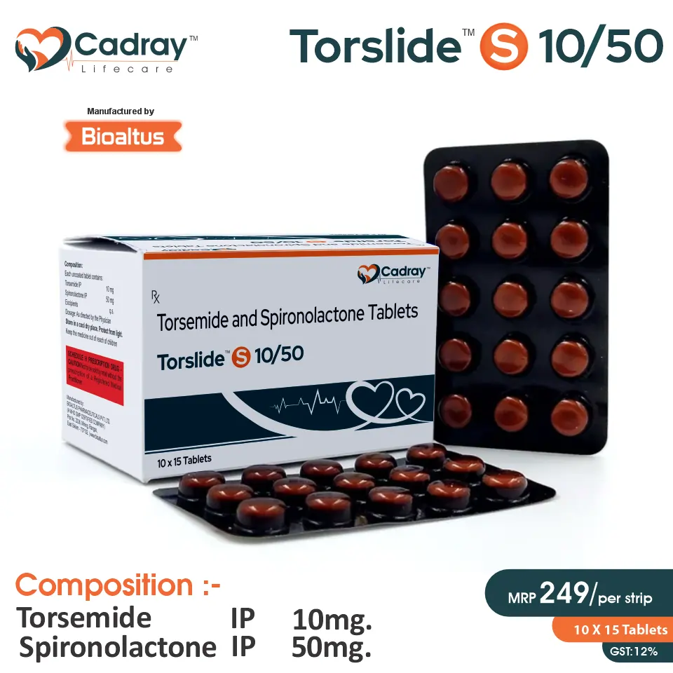 Torsemide 10mg + Spironolactone 50mg Tablet | Best Price for PCD Pharma Franchise in Cardiovascular & Diuretic Care